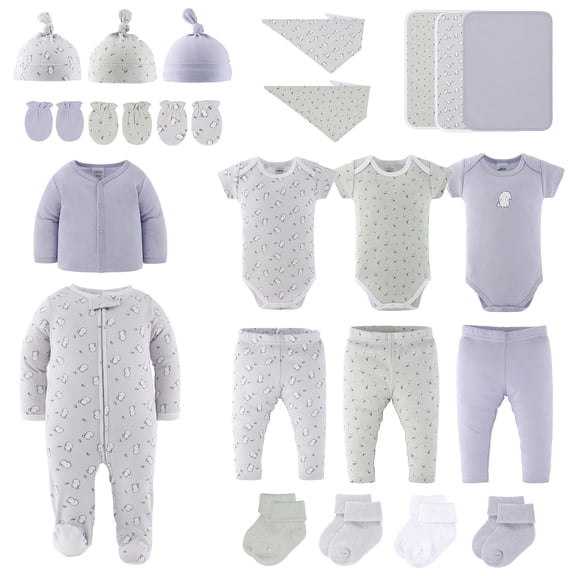 The Peanutshell Layette Gift Set, Cotton Tail Baby Clothes with Bibs, 0-3 Months, 23 Piece Set