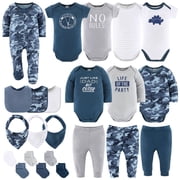 The Peanutshell Blue Camo Layette Baby Clothes Set for Baby Boys with Baby Blanket, 6-9 Months, 23 Piece