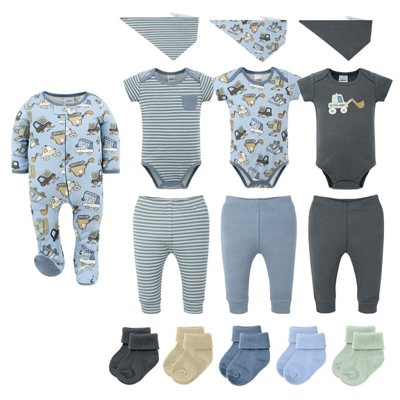 The Peanutshell Little Digger 15-Piece Baby Boy Clothes Set, 0-3 Months