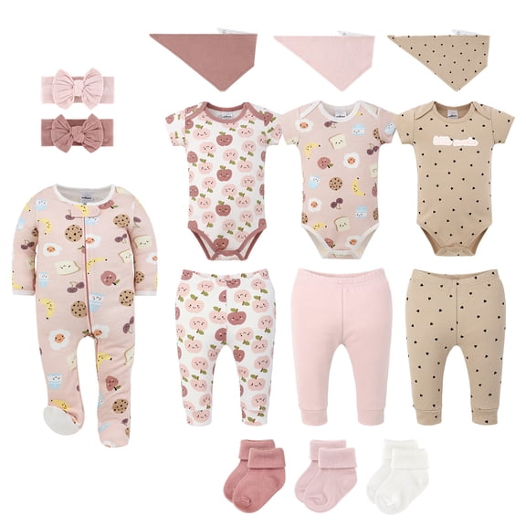 The Peanutshell Mini Morsals 15-Piece Baby Girl Clothes Set, 0-3 Months