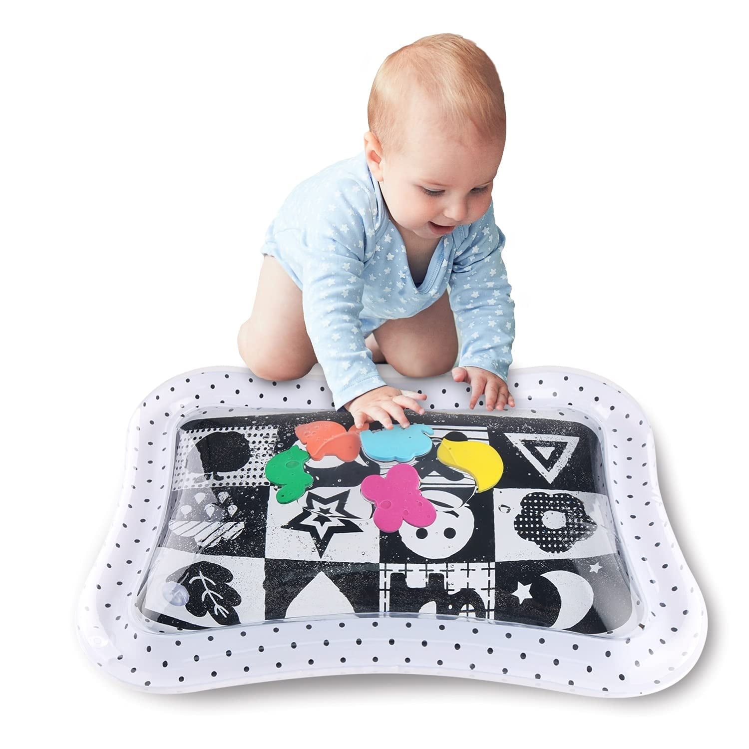 High Contrast Black and White Montessori Tummy Time Water Play Mat