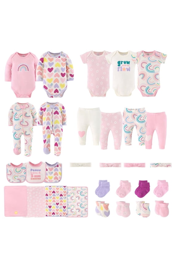 Newborn Baby Layette Gift Set for Baby Girls, Pretty Sweet, 0-3 Months, 30-Piece