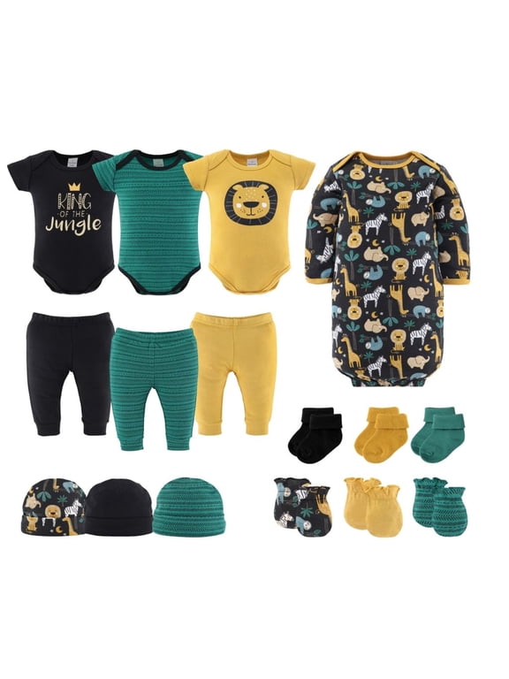 King of the Jungle Baby Layette Set for Baby Boys, 0-3 Months, 16 Piece Set