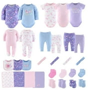The Peanutshell Newborn Layette Gift Set for Girls, Purple Pink Butterfly, 30 Essential Pieces, 0-3 Months