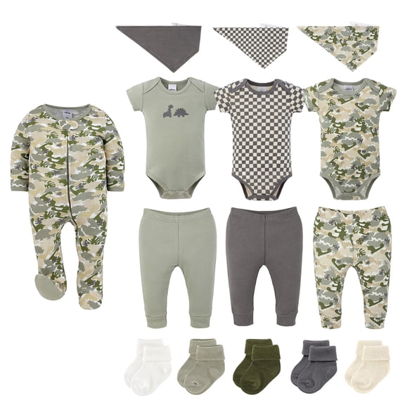 The Peanutshell Offroad Dino 15-Piece Baby Girl Clothes Set, 3-6 Months