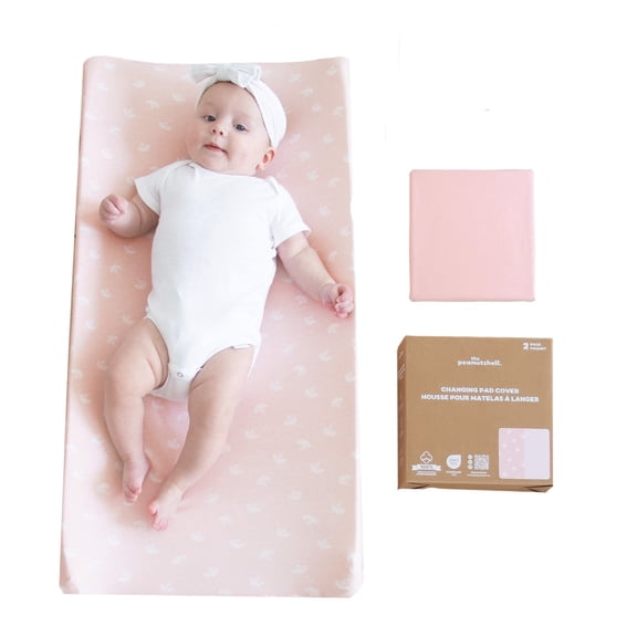 The Peanutshell Organic Cotton Baby Changing Pad Covers for Boys and Girls, Pink Bouquet Field Floral, 2 Pack