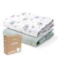 thumbnail image 1 of The Peanutshell Organic Cotton Bassinet Sheets, Bed Sheets for Baby Boys and Girls, Elephant Pale Sage, 2 Pack, 1 of 8