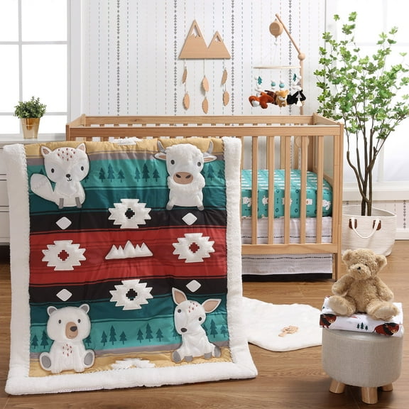 The Peanutshell Organic Cotton Crib Bedding Set for Baby Boys, Western Woods, 4 Pieces