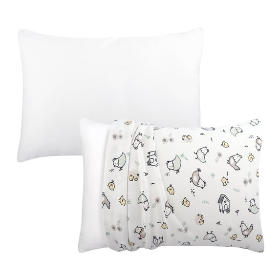 The Peanutshell Organic Cotton Pillow Cases for Baby Boys and Girls, Cottage Pasture, 2 Pack
