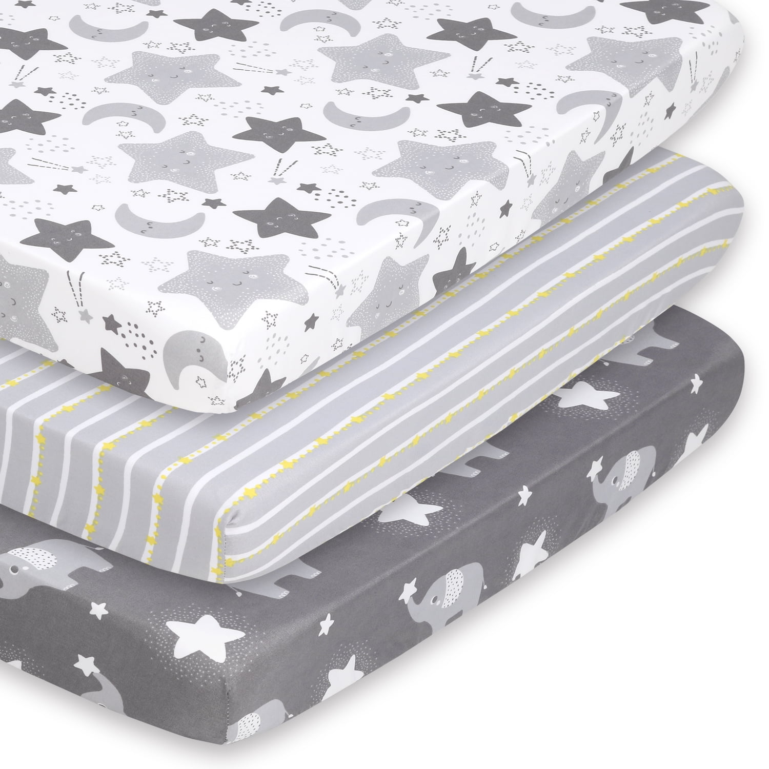 The Peanutshell 3 Pack Celestial Elephant Bedding Set for Baby, Fits