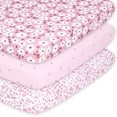 thumbnail image 1 of The Peanutshell Pack n Play, Mini Crib, Portable Crib or Fitted Playard Sheets for Baby Girl, Pink Daisy, 3 Pack Set, 1 of 10