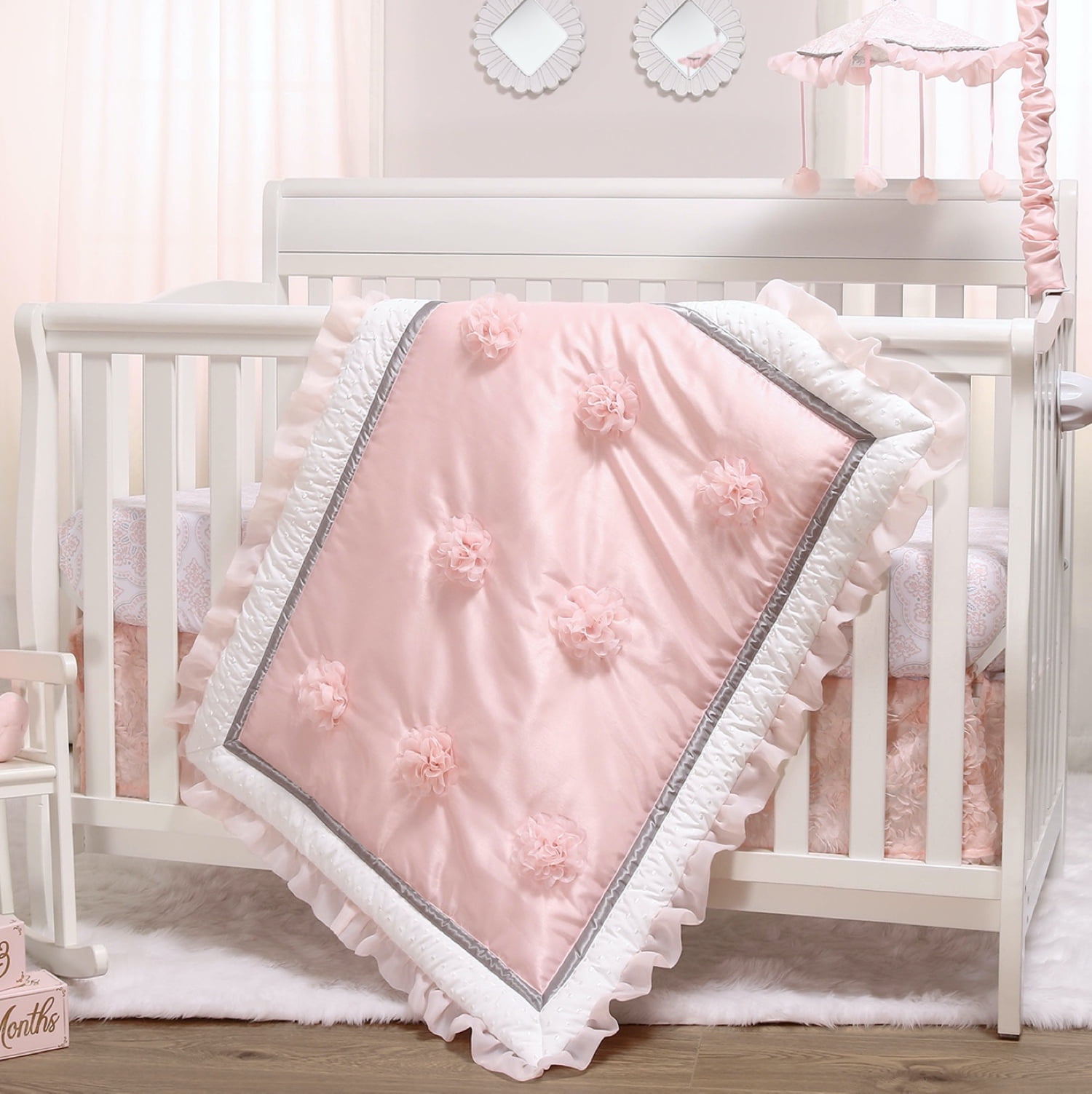 特別価格The Peanutshell Floral Crib Bedding Set for Girls, Flower Fun, 5 Pieces並行輸入 特別価格The Peanutshell Floral Crib Sheet Set for Baby Girls - 4