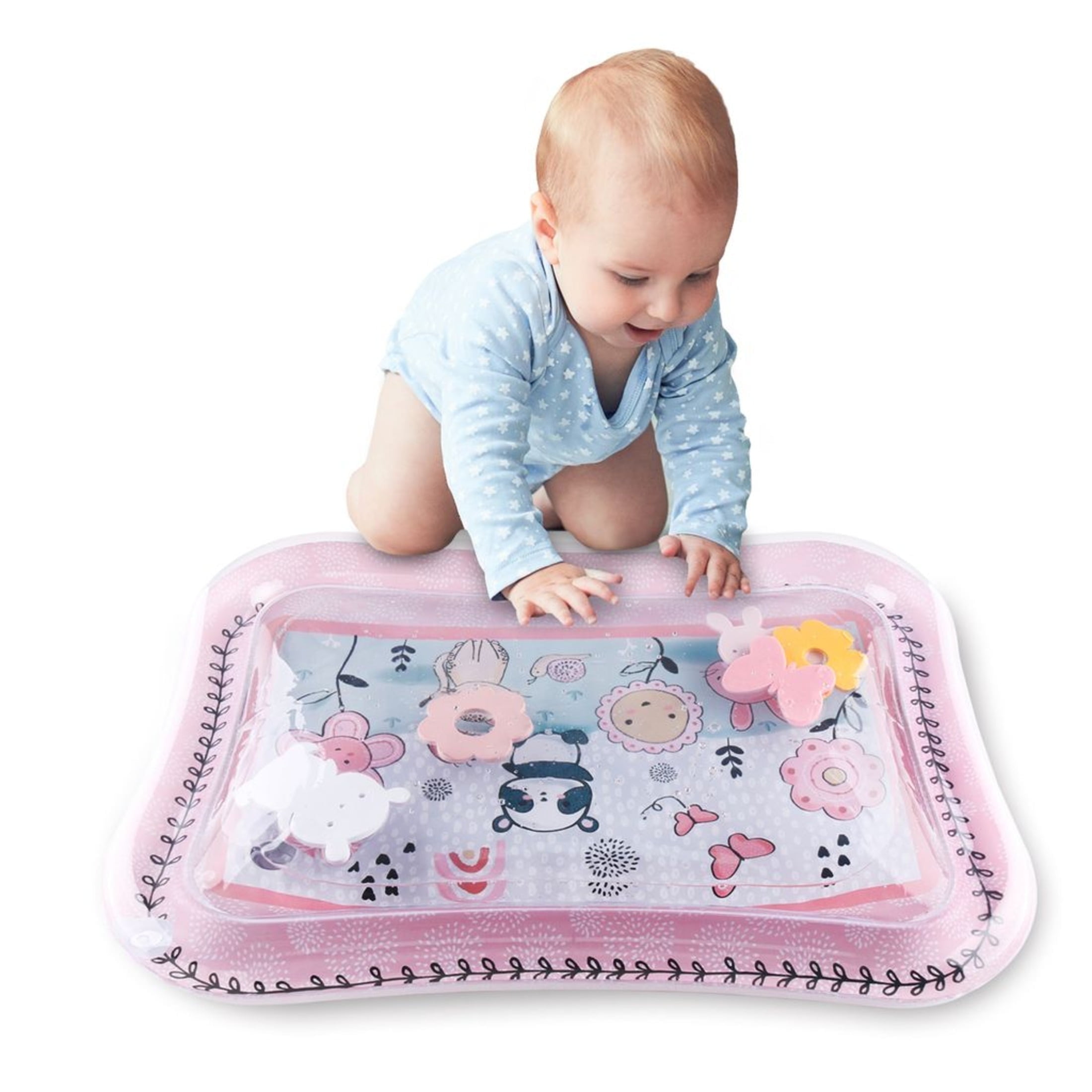 The Peanutshell Pink Garden Tummy Time Water Play Mat for Baby Girls, 0-6 Months