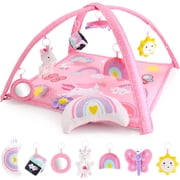 The Peanutshell Rainbow Paradise Activity Gym and Baby Play Mat, Baby Gym Activity Center, 7-Piece Count
