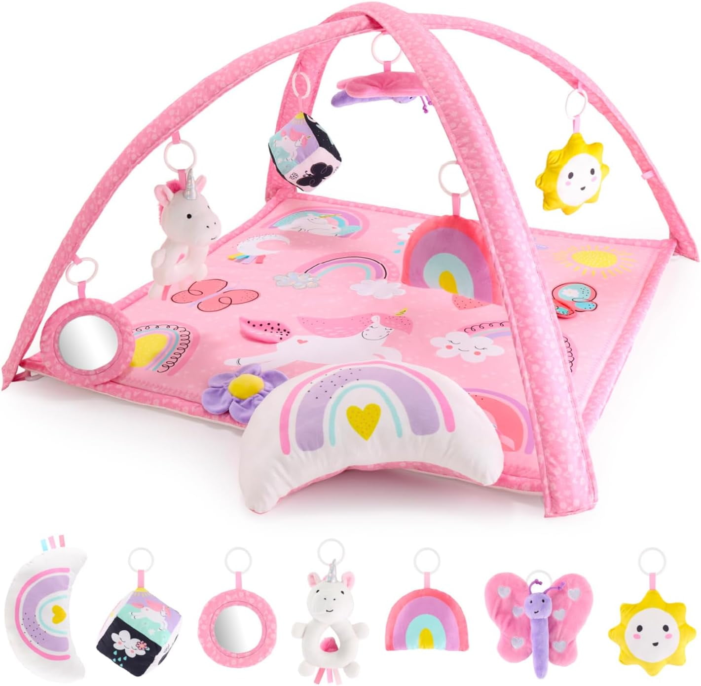 The Peanutshell Rainbow Paradise 7-in-1 Activity Gym and Play Mat for Baby