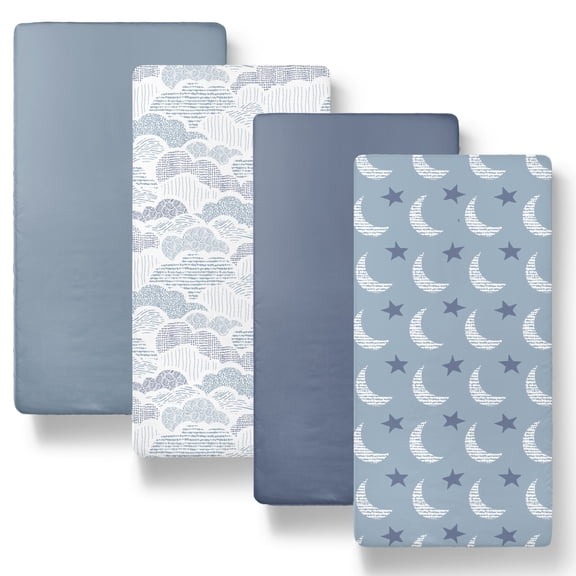 The Peanutshell Soft Cloud 4-Pack Fitted Bassinet Sheets