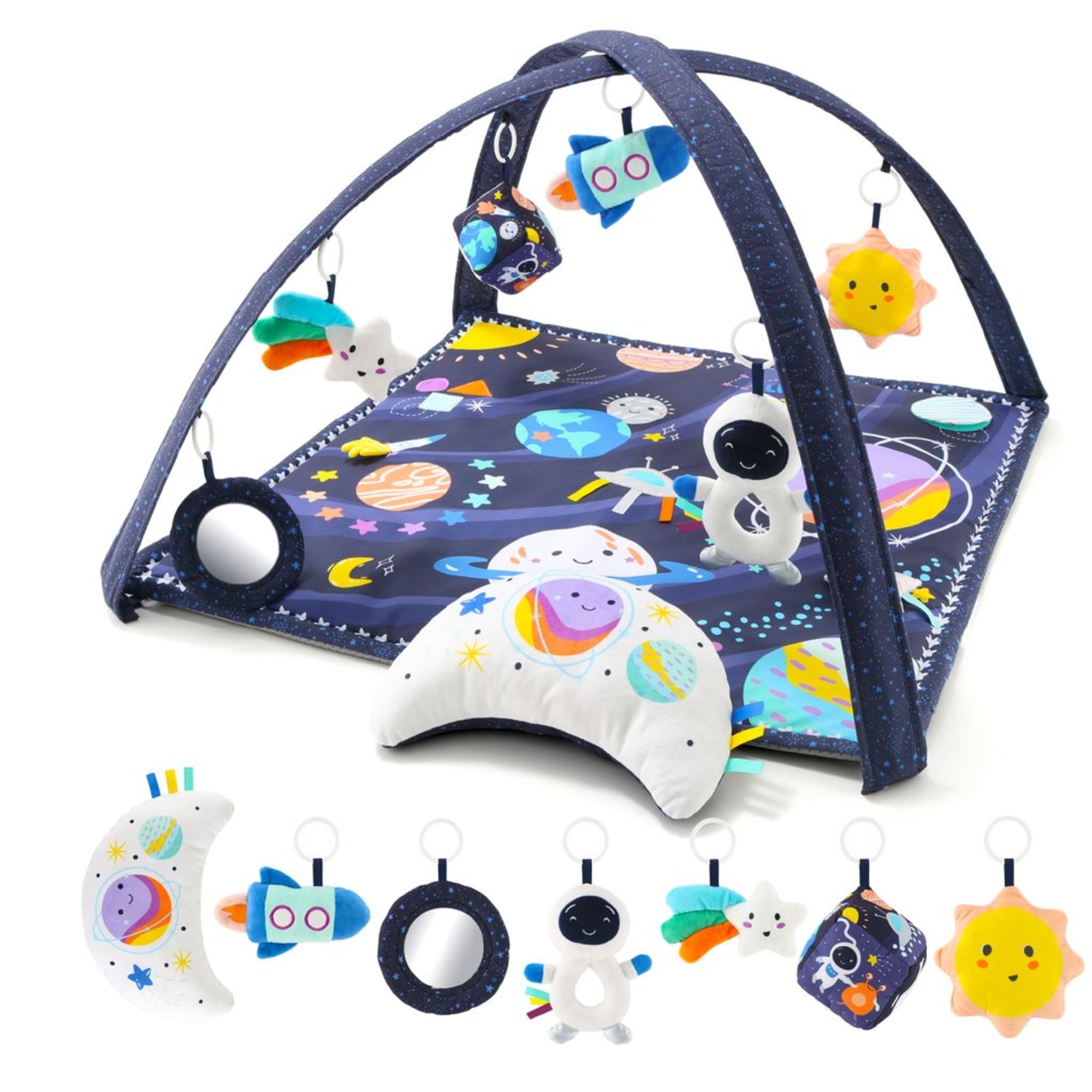 The Peanutshell Space-Themed 7-in-1 Activity Play Gym and Playmat for Babies, 7-Piece