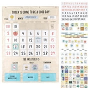 The Peanutshell Today Is A Good Day Educational Wall Calendar with Activities for Preschoolers Ages 3+, Jumbo Size 28"x38", Wood Grain, 195 Pieces