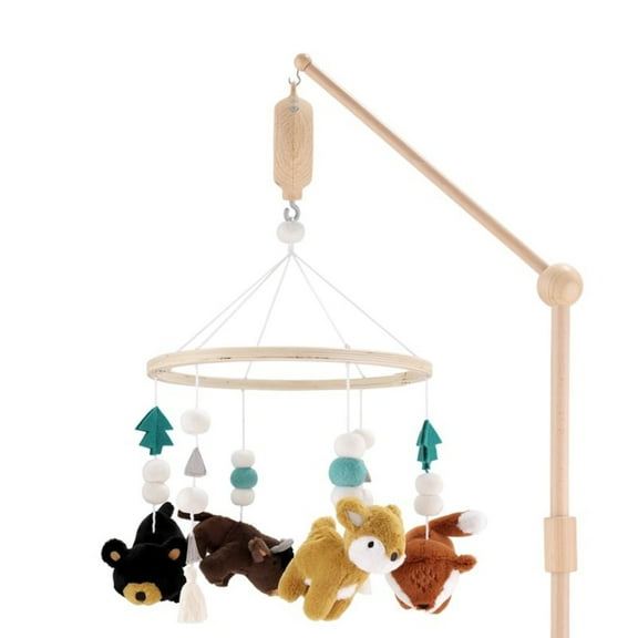 The Peanutshell Western Woods Baby Musical Wooden Crib Mobile