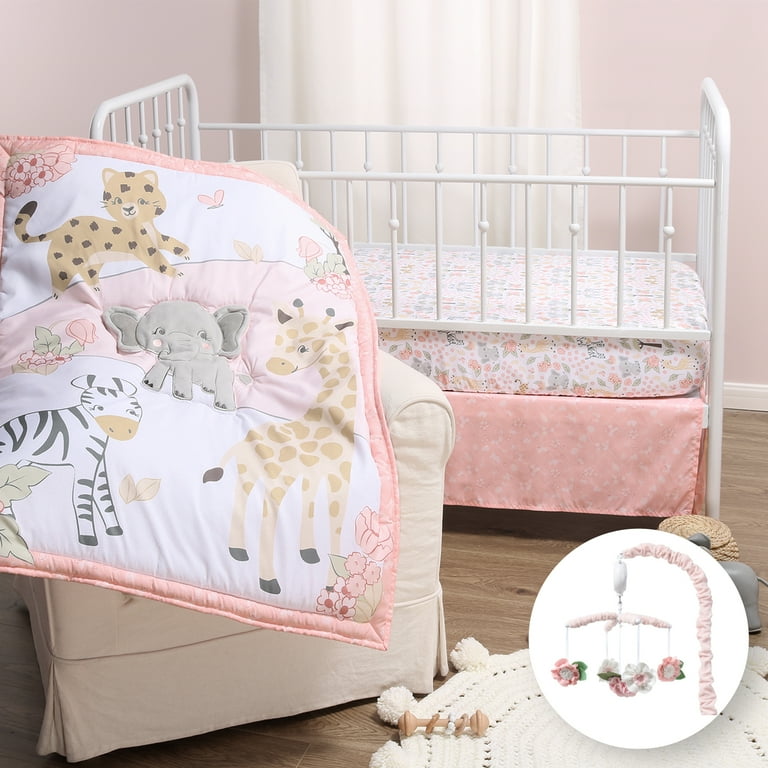 The Peanutshell Wildest Dreams 4 Piece Baby Nursery Crib Bedding Set Quilt Crib Sheets Crib Skirt and Mobile