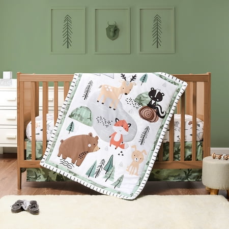 The Peanutshell Woodland Camo Crib Bedding Set for Baby Boys, 3 Piece Nursery Bed Set, Crib Comforter, Fitted Sheet, Crib Skirt