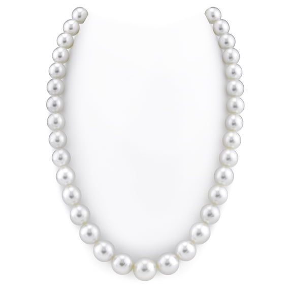 The Pearl Source 14K Gold 10-13mm AAAA Quality Round Genuine White South Sea Cultured Pearl Necklace in 17" Princess Length for Women