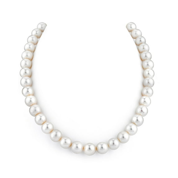 The Pearl Source 14K White Gold 10-11mm AAA Quality White Freshwater Cultured Pearl Necklace for Women in 17" Princess Length