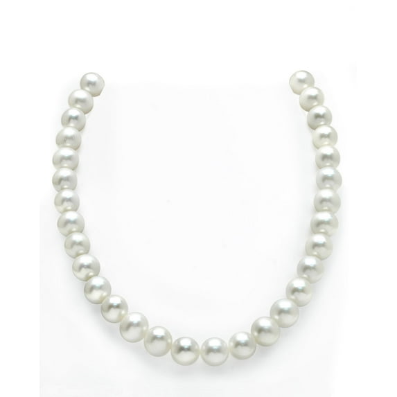 The Pearl Source 14K White Gold 11-12mm AAA Quality White Freshwater Cultured Pearl Necklace for Women in 17" Princess Length