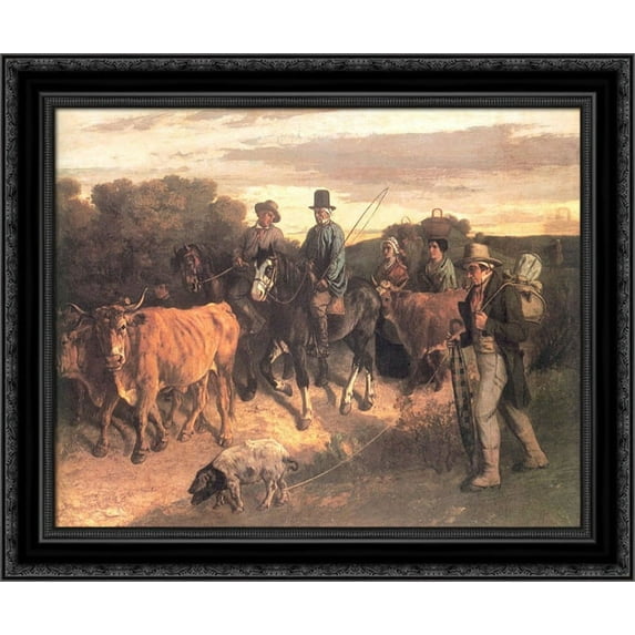 The Peasants of Flagey Returning from the Fair, Ornans 24x20 Black Ornate Wood Framed Canvas Art by Courbet, Gustave