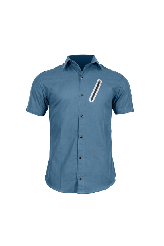 The Pedaler's Pub Shirt - Short Sleeve Casual Urban Commuter Cycling Jersey with Snaps, Zipper Pockets, and Dry Fast Wicking