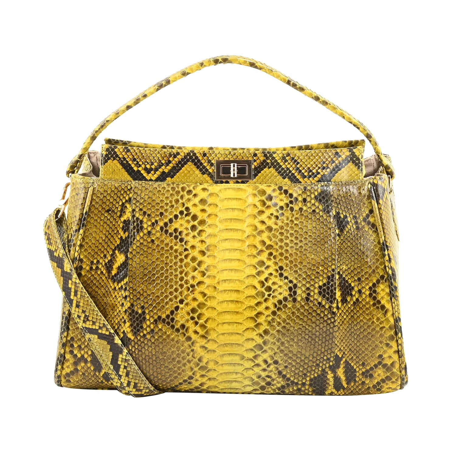  Handmade Python Snakeskin Tote Top Handle Leather Women Handbag  (Beige) : Handmade Products