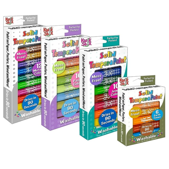 The Pencil Grip Kwik Stix Solid Tempera Paint Metalix Earth Jewel & Pastel Tones 38 Colors