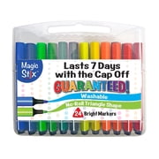 The Pencil Grip Magic Tri Stix Washable Markers, 24 Count, Assorted Colors, Non-Toxic, Triangular Grip TPG-397