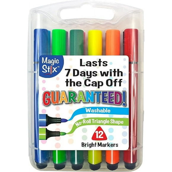 The Pencil Grip Magic Tri Stix, Non-Toxic and Washable Markers For All Ages, 12 Assorted Markers, TPG-395