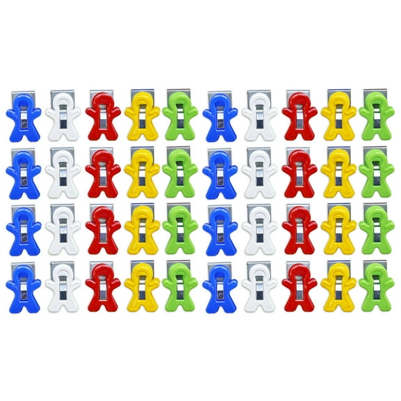 The Pencil Grip Magnet Man Magnetic Clip, Assorted Colors, 40-Piece Bucket