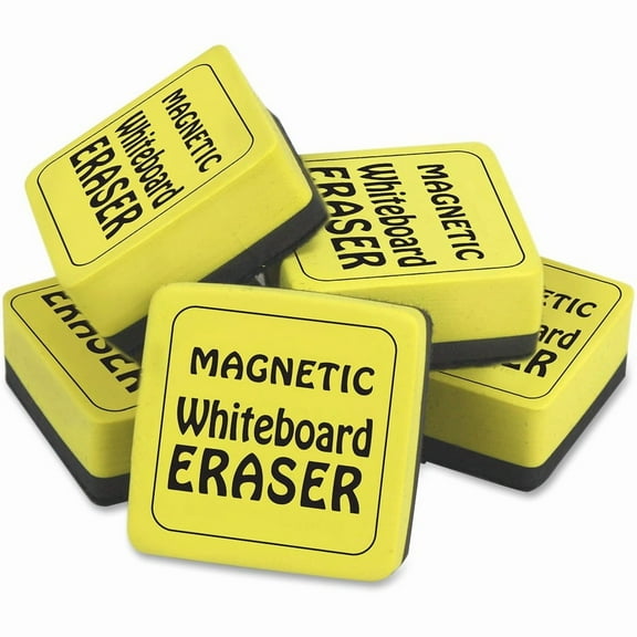 The Pencil Grip Magnetic Whiteboard Eraser Class Pack - 2" Width x 2" Length - Durable, Soft, Magnetic - Yellow - 24 / Pack | Bundle of 5