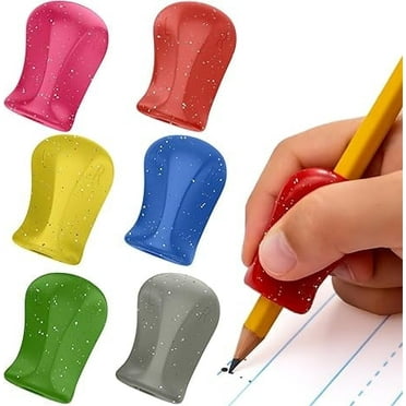 The Pencil Grip Glitter Pencil Grippers 6 Pcs, Pencil Grips for Handwriting, Ergonomic Pen Grip for Righties & Lefties, Pencil Holder for All Ages, Writing Tool with Finger Cushion