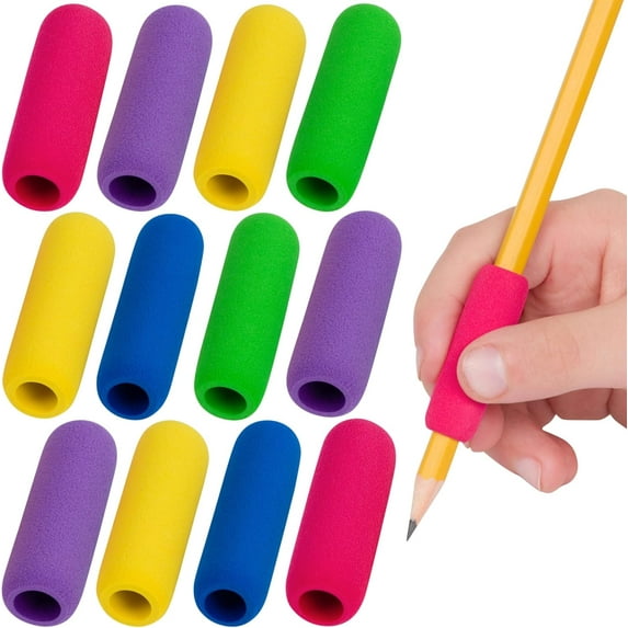 The Pencil Grip The Classics Soft Foam Pencil Grips, Ergonomic Writing Aid For Lefties And Righties, 1.5 Inch Long, Assorted Colors, 12 Count