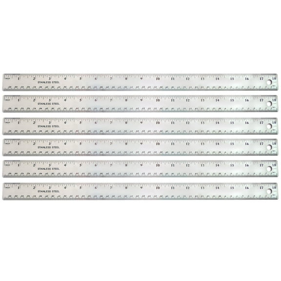 The Pencil Grip Stainless Steel Ruler, 18", Pack of 6