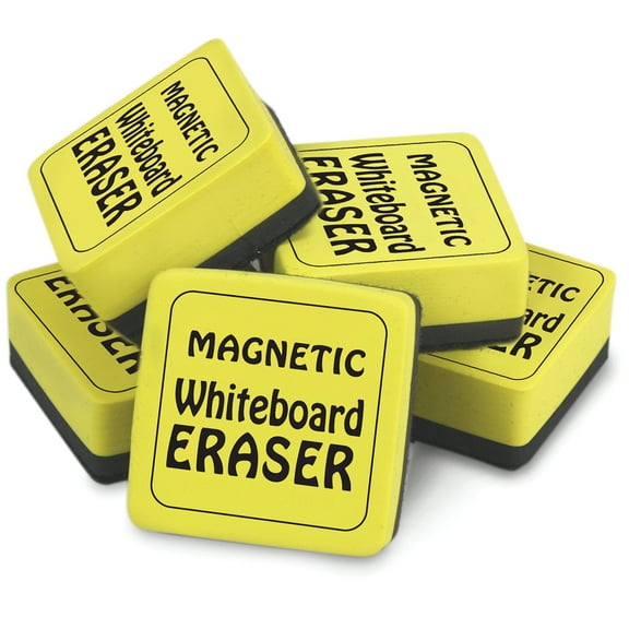 The Pencil Grip Magnetic Whiteboard Eraser, 2" x 2", Yellow, Pack of 12