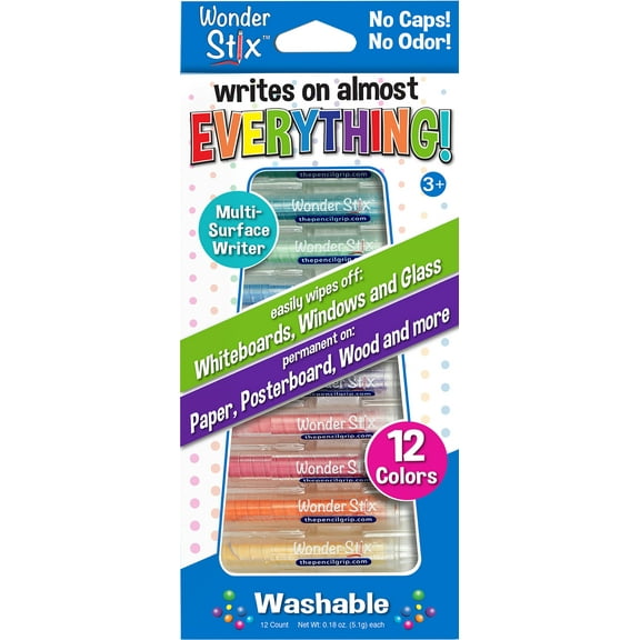 Wonder Stix Pastel Colors Dustless Chalk Crayons, 12 Pack