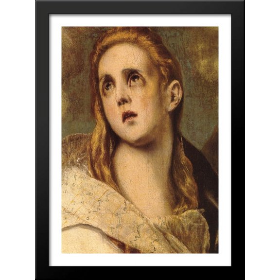 The Penitent Magdalene [detail] 28x40 Large Black Wood Framed Print Art by El Greco