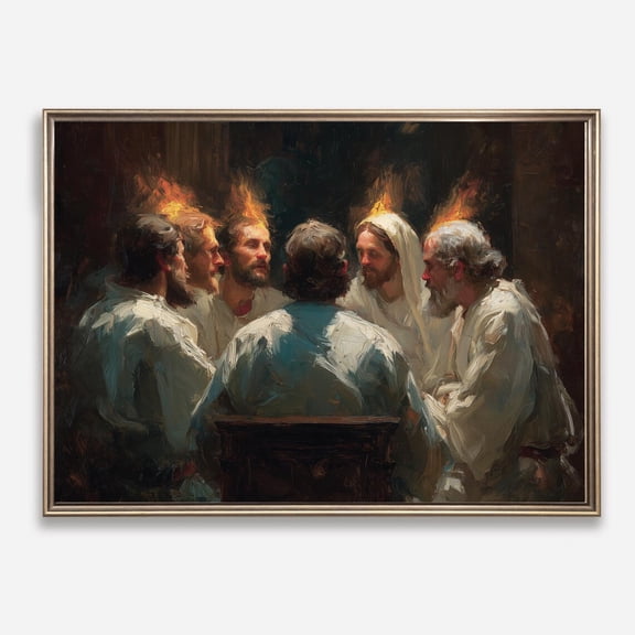 The Pentecost - Holy Spirit Descends Upon Apostles Christian Fine Art, UNFRAMED Size 16x16