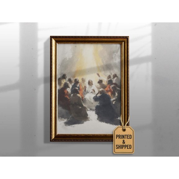 The Pentecost Light of Holy Spirit Fine Art Religious Home Decor, Stretched Canvas 12x16in