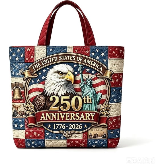 The People 250th Anniversary Tote Bag, 1776-2028 Patriotic Quilted Shoulder Bag,US History Quilted Handbag for Women
