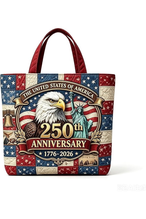 The People 250th Anniversary Tote Bag, 1776-2028 Patriotic Quilted Shoulder Bag,US History Quilted Handbag for Women