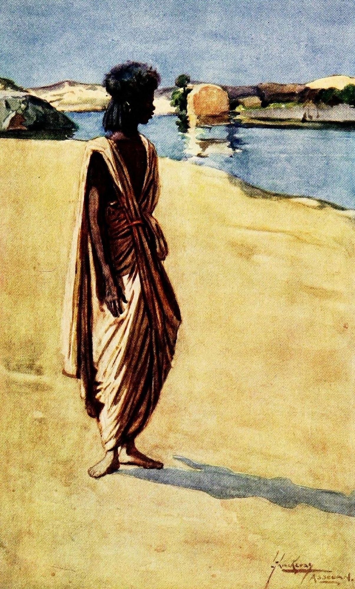 The People of Egypt 1916 Bisharien Arab Canvas Art - Lance Thackeray (18 x 24)