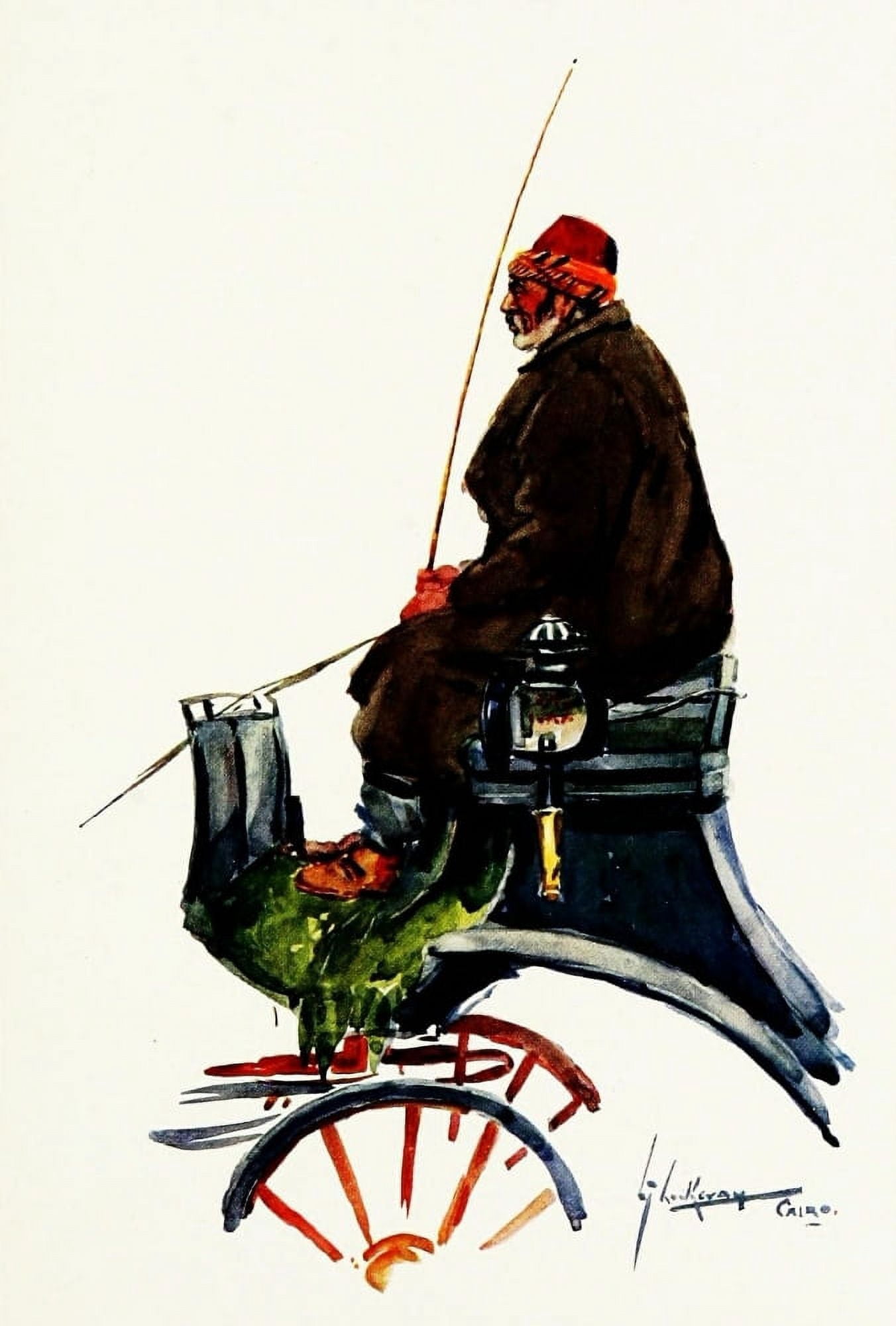 The People of Egypt 1916 Cabman Canvas Art - Lance Thackeray (18 x 24)