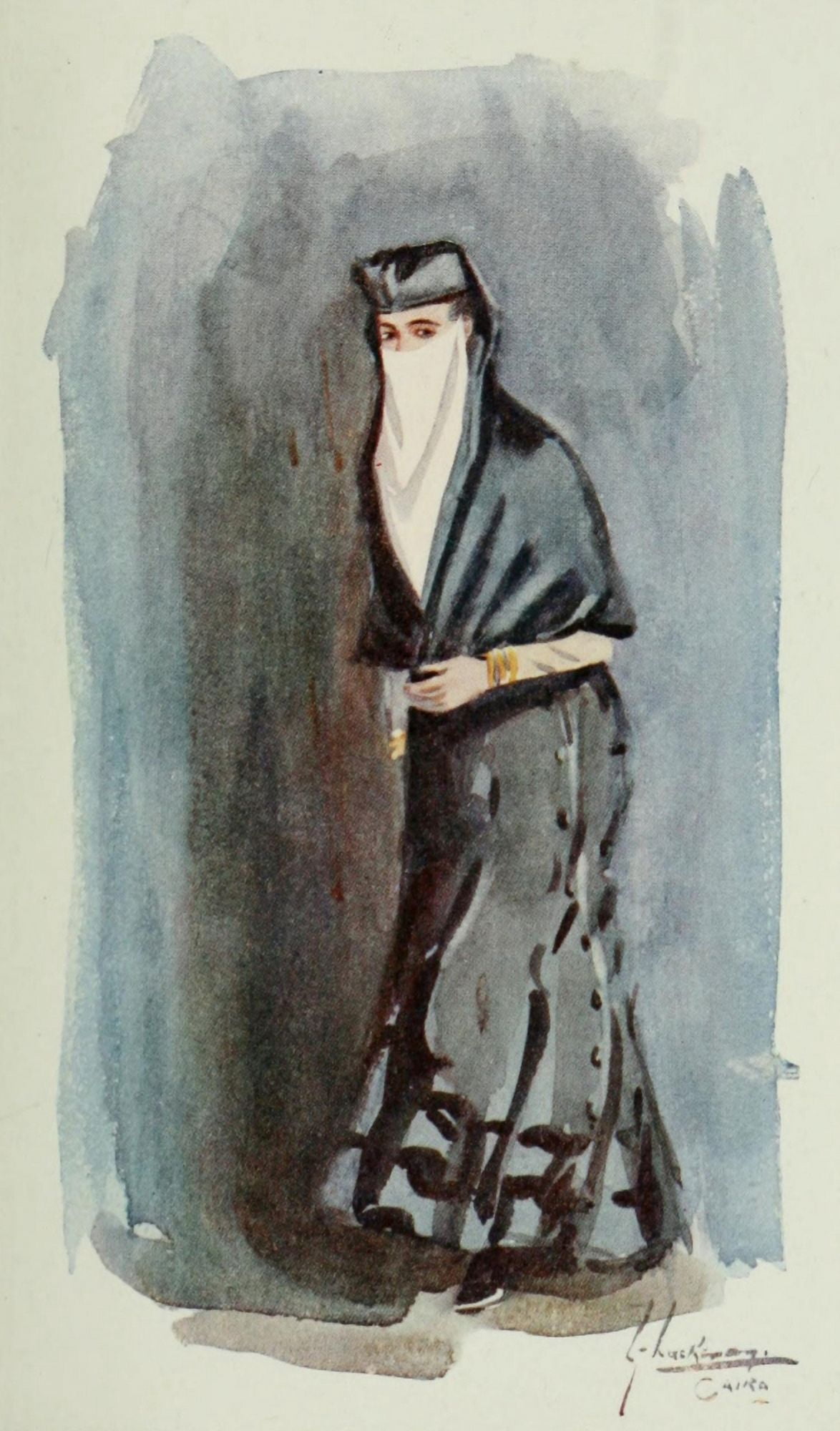 The People of Egypt 1916 Middle-class Egyptian woman Canvas Art - Lance Thackeray (18 x 24)