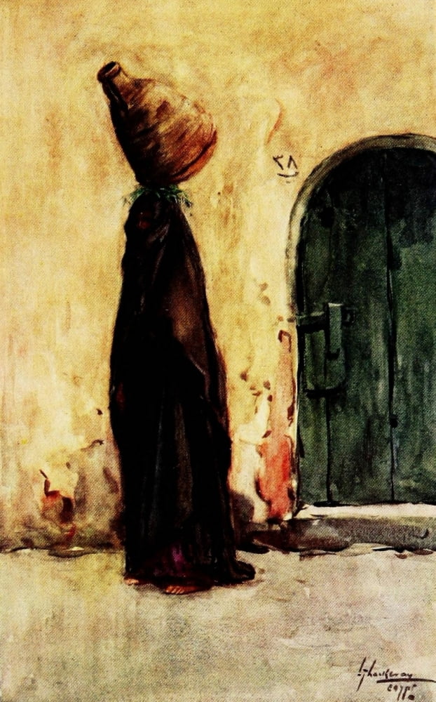 The People of Egypt 1916 Native woman carrying water-jar Canvas Art - Lance Thackeray (18 x 24)